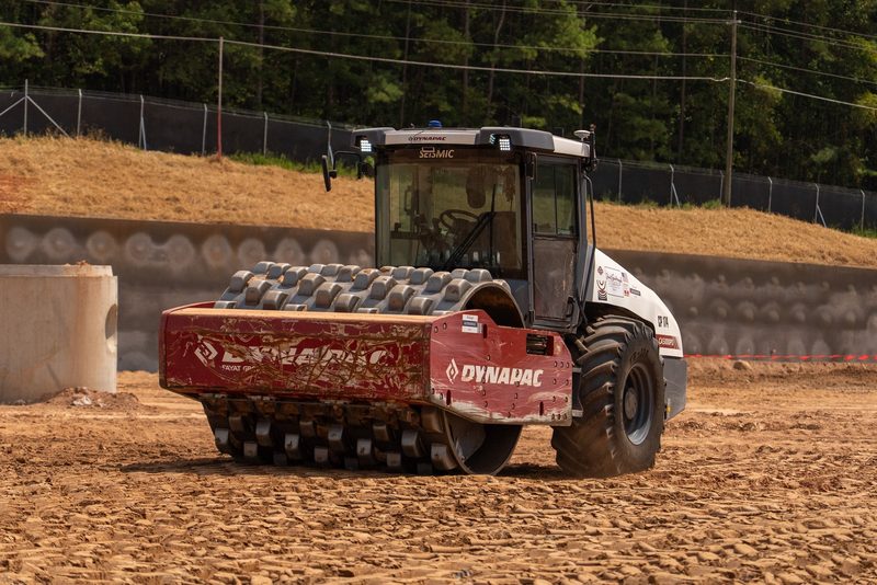 A Dynapac CA5000PD padfoot roller in full side profile